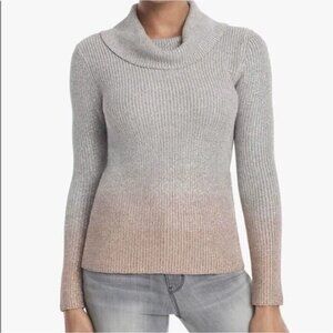 White House Black Market Silver Metallic Ombre Sweater Medium Cowl Neck Pullover